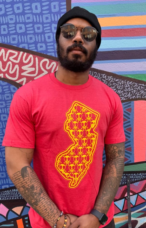 Image of New Jersey tee (red & gold)