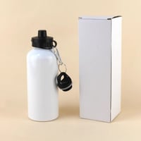 Image 4 of 6PCS/Lot 400/500/600/750ml White Blank Sublimation Water Bottle with Carabiner Aluminum Leakproof Ke