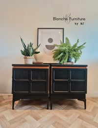 Image 1 of Pair of Nathan Bedside Tables / Cabinets in Black