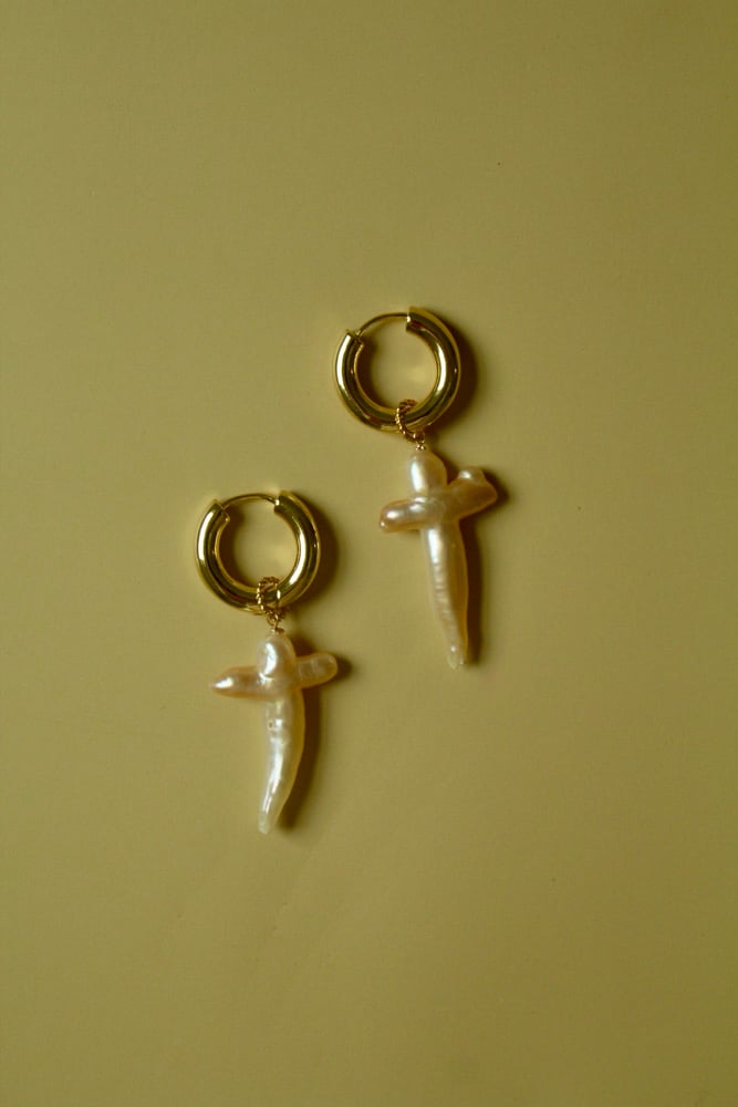 Image of Hoop cross earrings 
