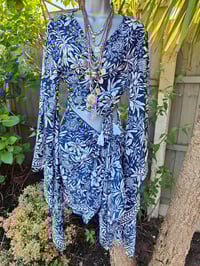 Image 5 of Pefkos co ord sarong set Navy with glitter sparkle