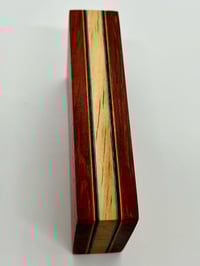 Image 4 of Cherry and Maple Bloc with red, yellow, black and teal veneer