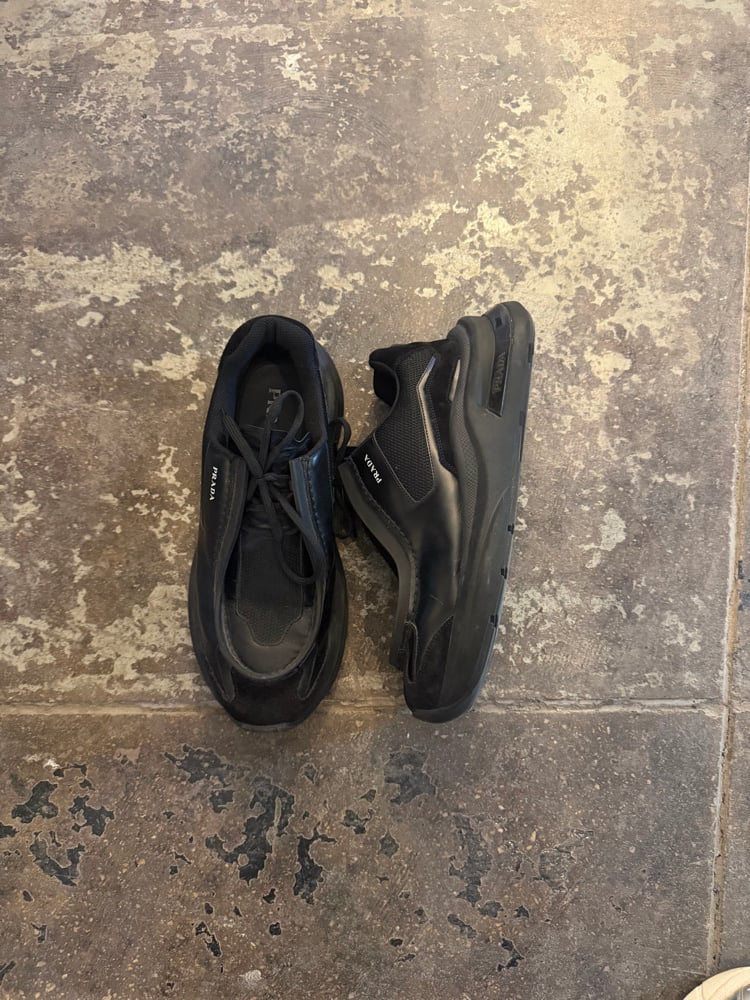 Image of Prada Systeme Brushed Leather Sneaker