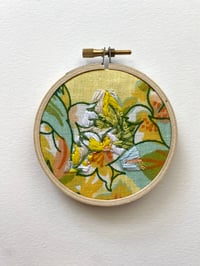 Image 2 of Original Secret Alphabet Embroidery - “A” (Yellow 70s Floral)