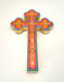 Image of Floral Cross Small Aqua/Yellow/Pink 