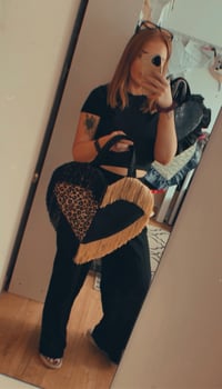 Image 4 of The Leopard Split Fringe Heart Bag – Sample Piece 🖤🐆