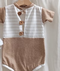 Image 2 of Baby Boy Bodysuit for Sitter Photoshoot | Noah | beige tones | 9-12 months