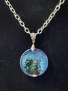 Underwater Wave Round Resin Pendant Necklace