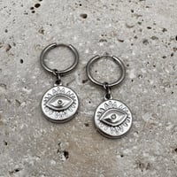 Image 1 of Evil Eye Huggie Earrings