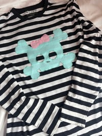 Image 3 of Pastel Goth Skull Striped Top (M)