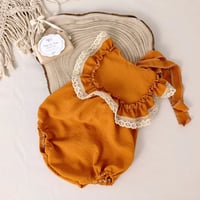 Image 1 of Boho photo props | Giuseppina romper 12 months | orange