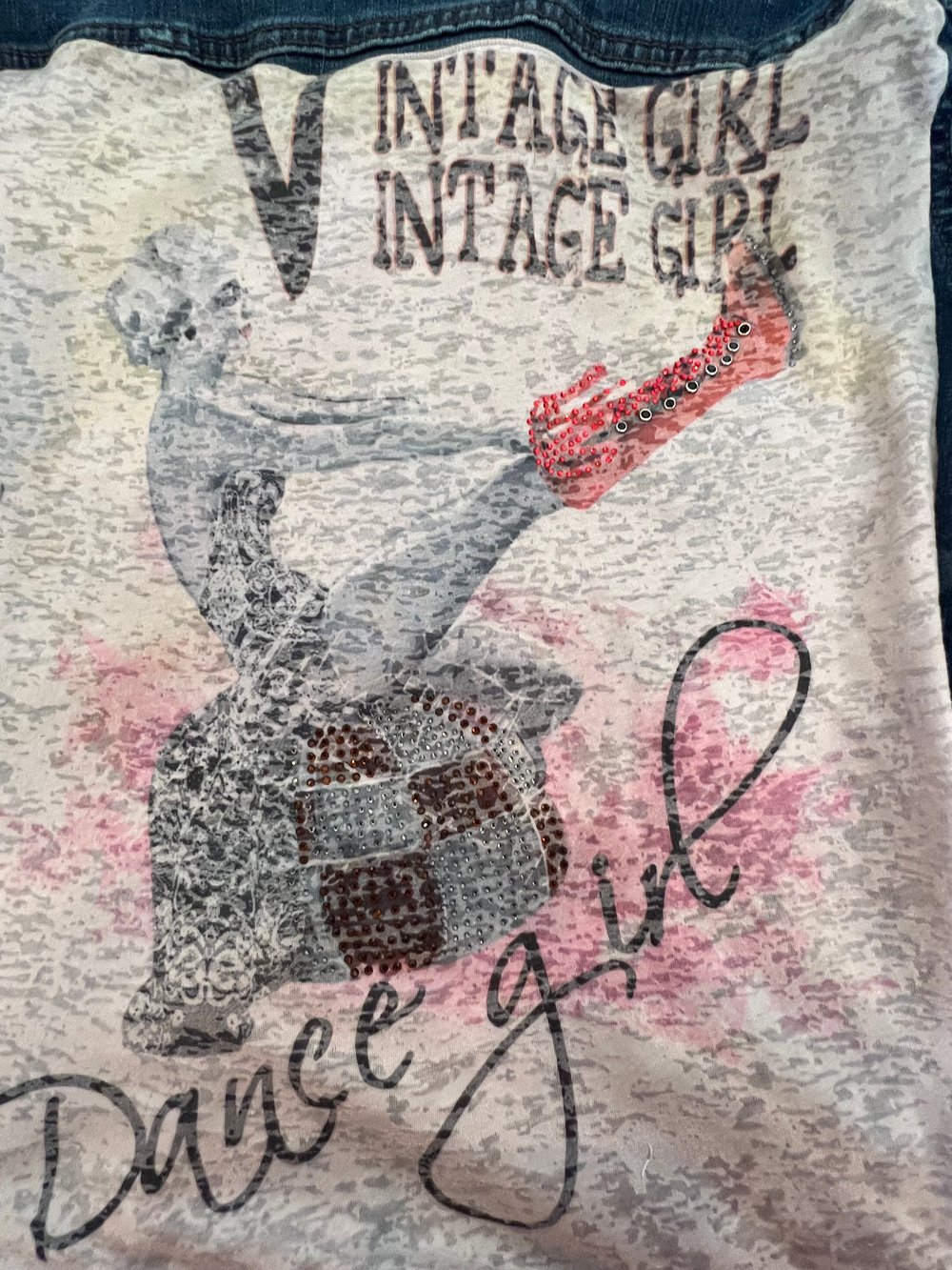 Vintage Denim Star Print Jacket Dancing Country Girl