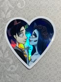 You Give Me Butterflies | Emily and Victor Corpse Bride inspired | Holographic Heart Shape Sticker