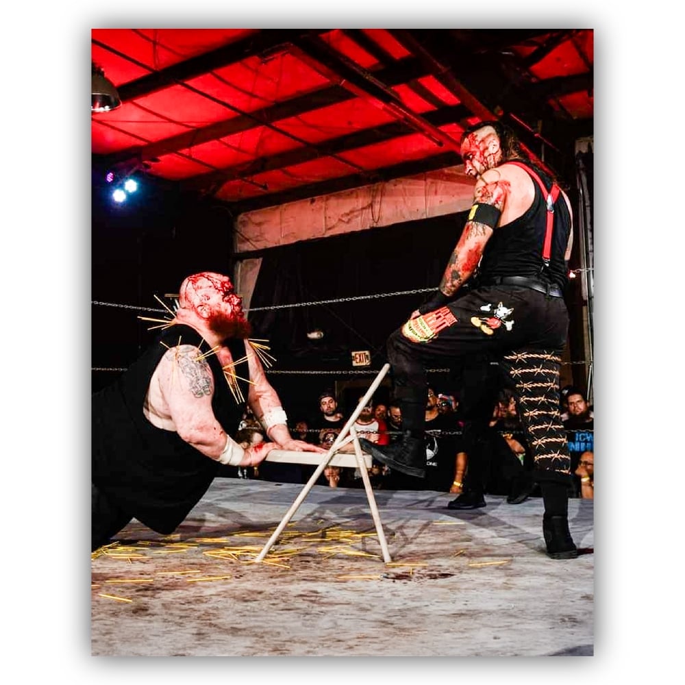 Image of *RING WORN* American Deathmatch Champion Pants w/ Signed 8x10