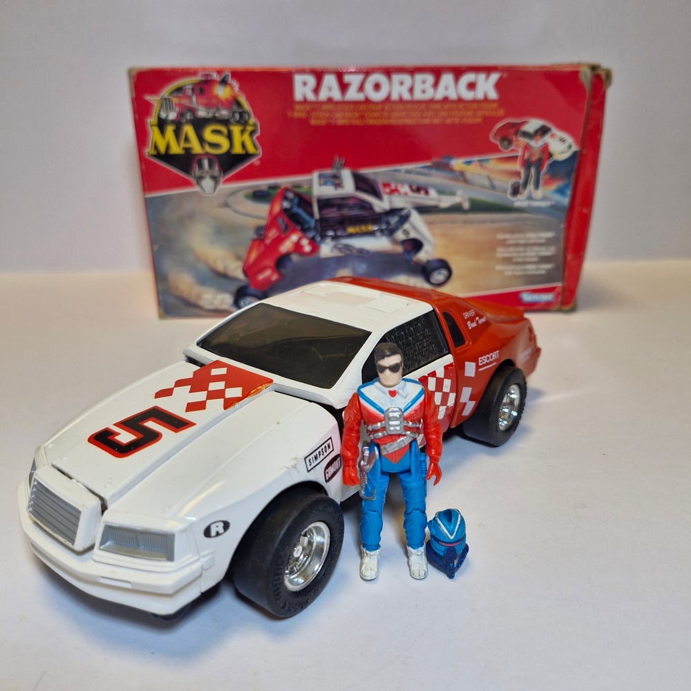 Image of M.A.S.K Razorback with figure, mask and Box