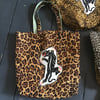 Leopard print panther patch large shoulder bag