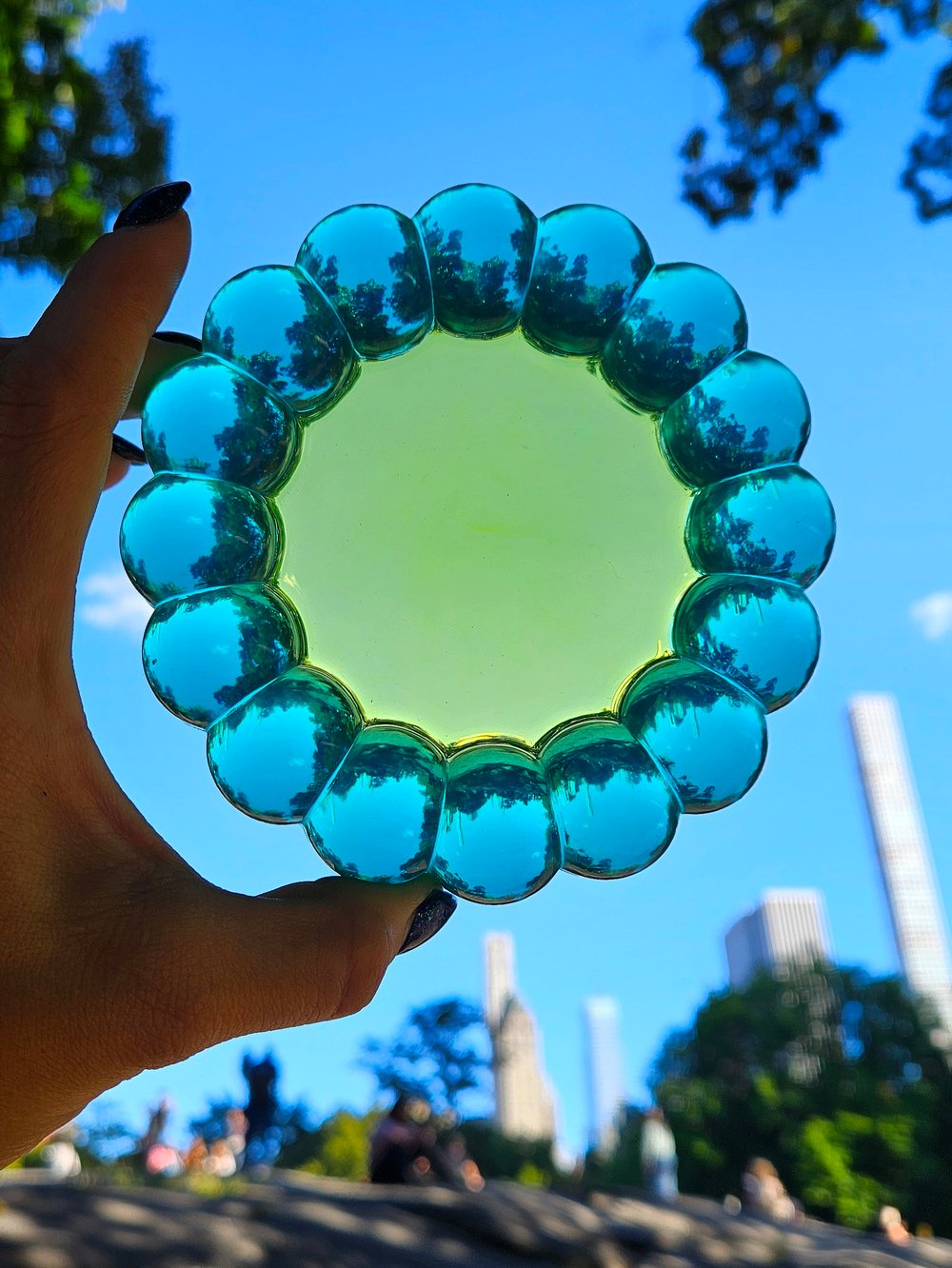 Image of Teal and Yellow Bubble Coaster
