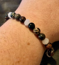 Image 5 of Mexican Red Snowflake Obsodian and Faceted Rose Quartz - Size 7.5