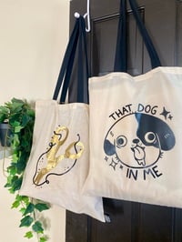 Image 1 of Cream & Black Canvas Totes