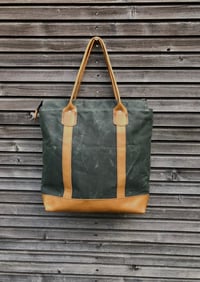 Image 5 of Large tote bag, carryall with leather base and handles collection Unisex