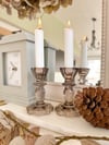 Taupe Glass Candlestick ( Set of 2 )