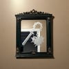 "Heart Flail" Etched Framed Mirror