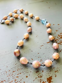 Image 2 of baroque pearl and blue topaz necklace