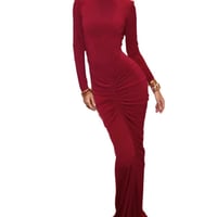 Image 4 of Turtleneck Ruched Red Dress dresses
