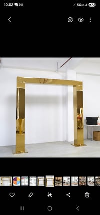 Image 1 of Shiny Gold mirror  wedding arch backdrop stand for wedding 8 ft tall  x 8ft  two available 