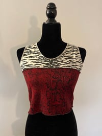 Image 1 of Sleeveless Duo Pattern Crop Top