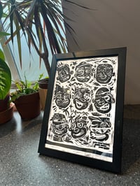 Image 3 of Wise guys Lino print black