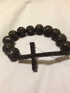 Image of ALL BLACK crystal cross bracelet