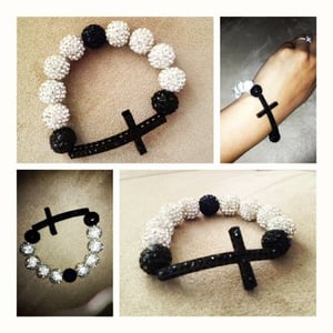 Image of Black & Crystal Cross bracelet