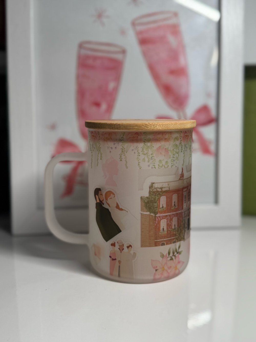 Image of 16oz Frosted Glass Mug - Bridgerton 
