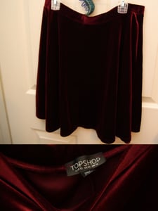 Image of Maroon Velvet Skater Skirt