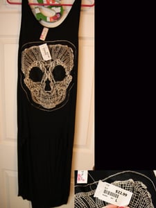 Image of Embroidered Skull High-Low
