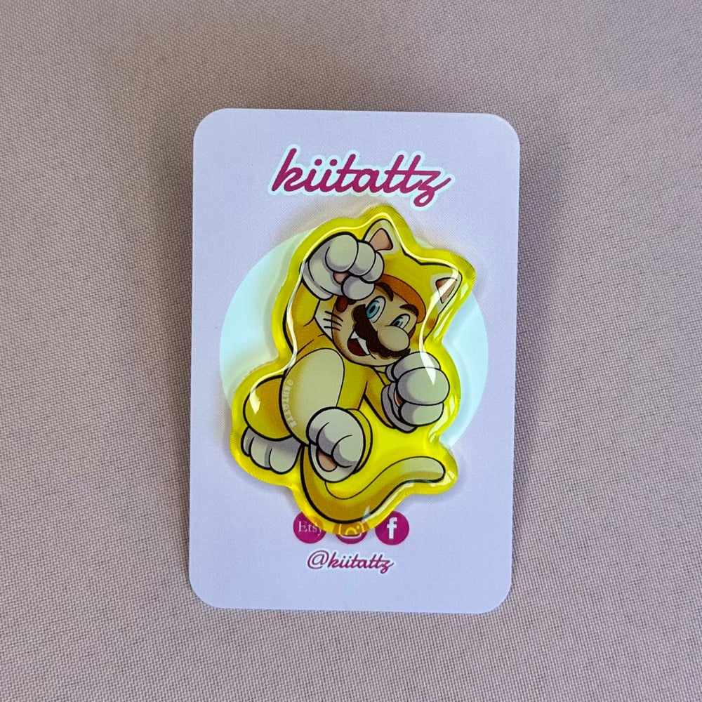 Image of Cat Mario Acyrlic Pins
