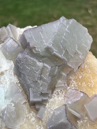 Image 5 of Large QR Code Fluorite On Druzy Quartz Matrix Specimen #2628