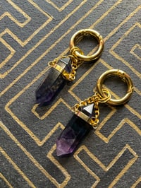 Image 2 of Gold Fluorite prism hanging ear weights