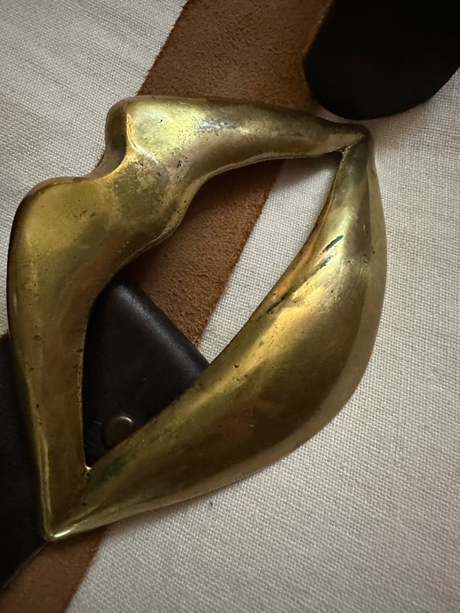 late 1960s brass STONES lips belt leather