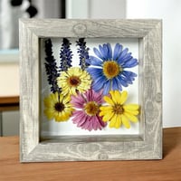 Image 5 of Veronica, Aster, Maximillian Sunflower And Calendulas In 6" X 6" Shadow Box (Item# 202217S)
