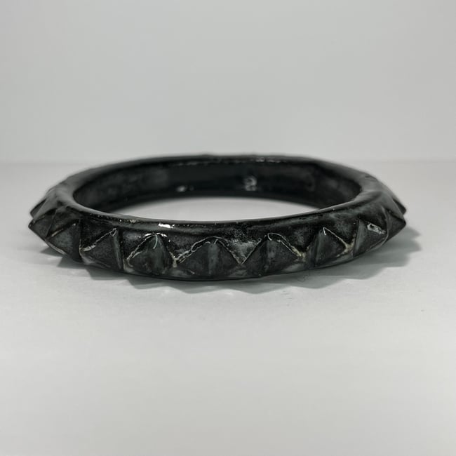 Cloudy Black Studded Bracelet - 7.40 in Inner Diameter