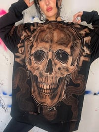 Image 4 of “NOTHING IS REAL” CUSTOM BLEACH PAINTED PULLOVER SWEATER XL