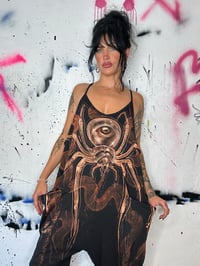 Image 3 of “ARACHNOPHOBIA” CUSTOM BLEACH PAINTES OVERWIZED ROMPER MEDIUM