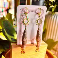 Pink Carved Sunburst Earrings