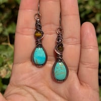 Image 3 of Turquoise x Tigers Eye Earrings 🩵