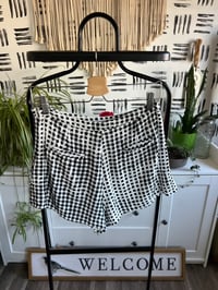 Image 3 of Black and white checker soft flowy shorts 