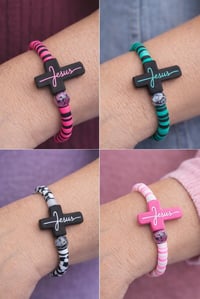 Image 1 of Jesus Cross Stretch Bracelet 