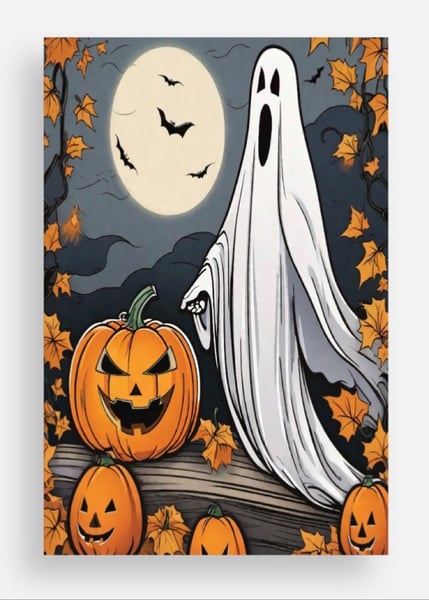 Image of Ghost with Halloween Vibes 4X6 Print