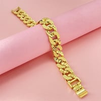 Image 2 of Luxury 24K 9999 Pure Gold real gold Men's flat boss bracelet 13MM bracelet